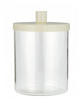 ibLaursen Kerzenhalter Glas mit Metalldeckel f. Stabkerzen Creme 
