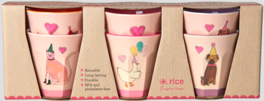rice Kids Cup Party Animal Print Rosa 6er-Set 