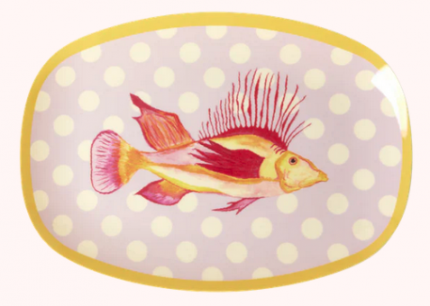 Rice Fish Print Rechteckige Platte Lavendel Small 