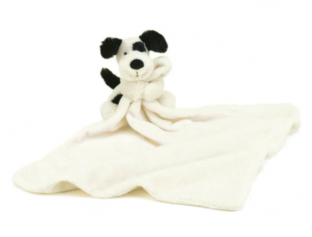 Jellycat Bashful Black and Cream Puppy Soother 