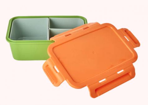 Rice Lunchbox mit 3 Fächern Orange/Grün 