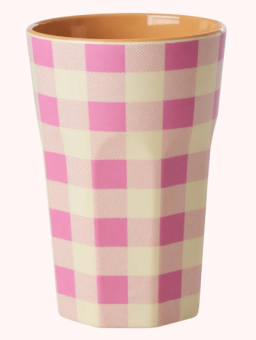 Rice Check It Out Print Becher Tall Pink 