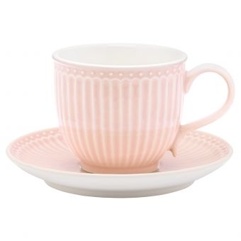 GreenGate Alice Kaffeetasse mit Unterteller Pale Pink 