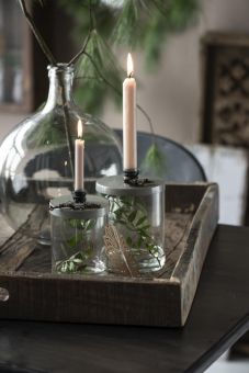 Erlesene Geschenk- und Wohnartikel | ibLaursen Kerzenhalter Glas mit  Metalldeckel f. Stabkerzen (grau) | online kaufen