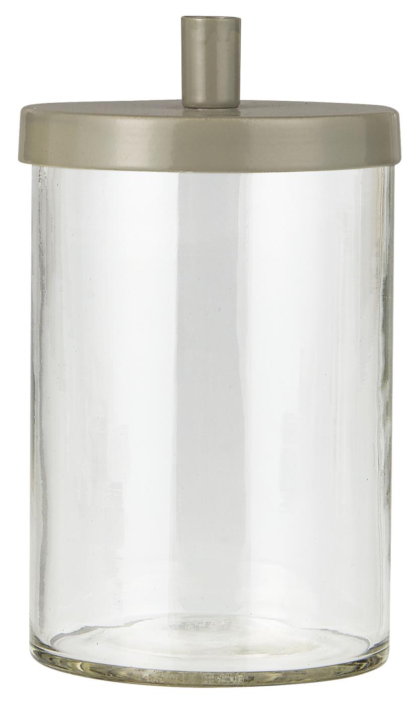 Erlesene Geschenk- und Wohnartikel | ibLaursen Kerzenhalter Glas mit  Metalldeckel f. Stabkerzen (grau) | online kaufen