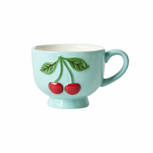 Rice Keramik Tasse - Embossed Cherries Mint