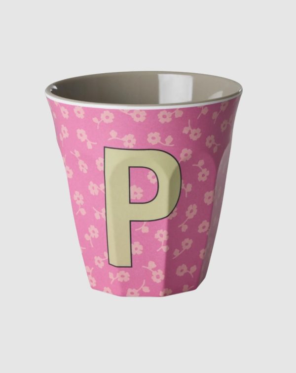 rice Buchstabenbecher Flower pink / rosa - P