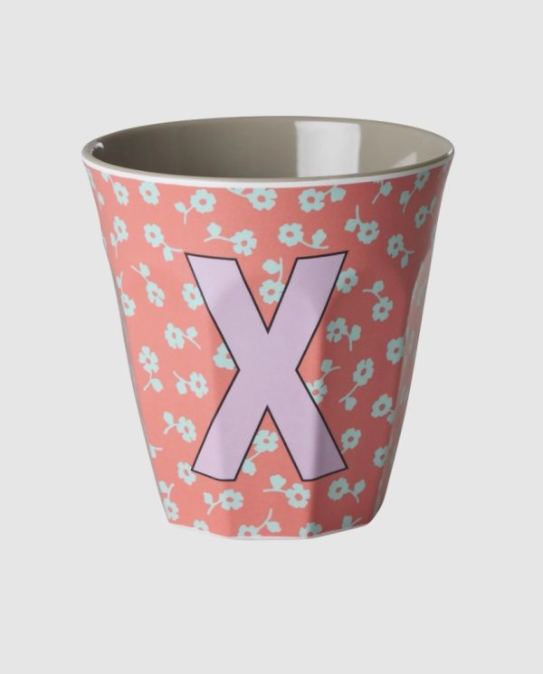 rice Buchstabenbecher Flower coral / blau - X