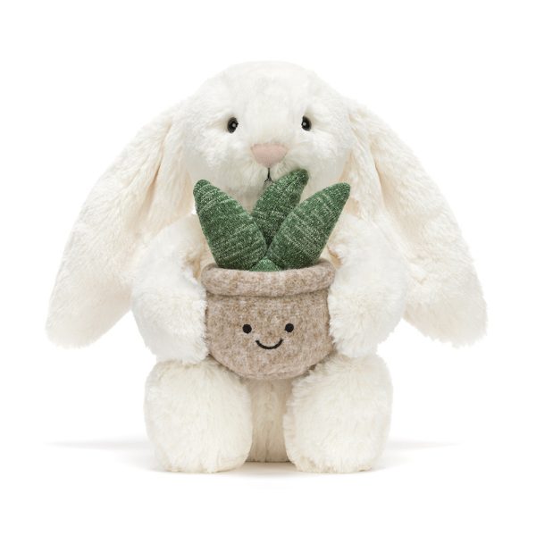 Jellycat Cream Bunny with Plant (Hase mit Pflanze)