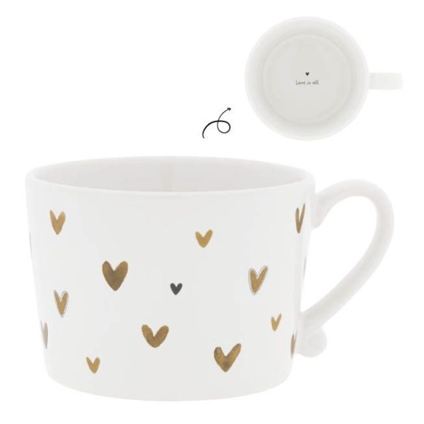 Bastion Collections Tasse White - Little Hearts in Brown