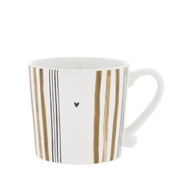 Bastion Collections Tasse White - Little Stripes Brown with Black