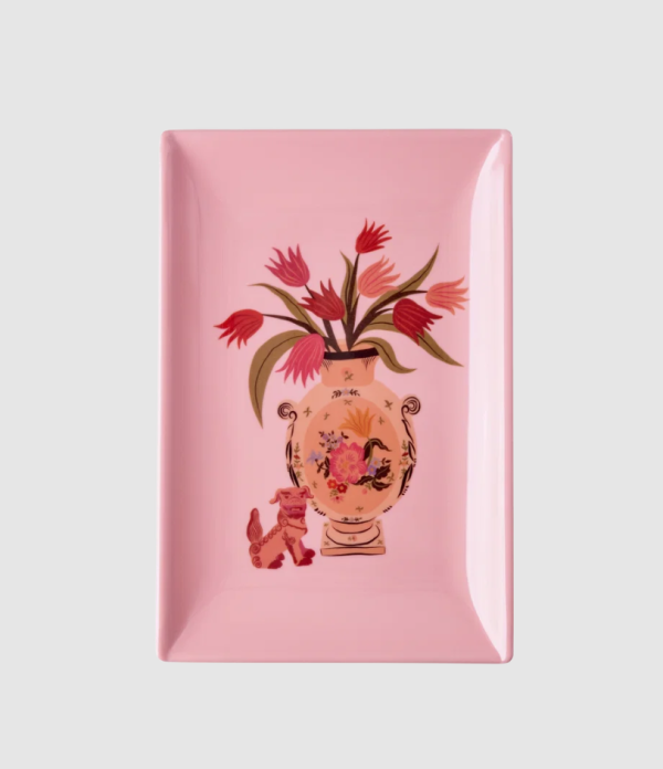 Rice Sushi Teller - Chinese Print - Pink