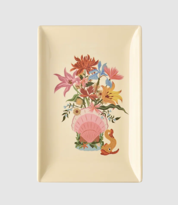 Rice Sushi Teller - Chinese Print - Cream