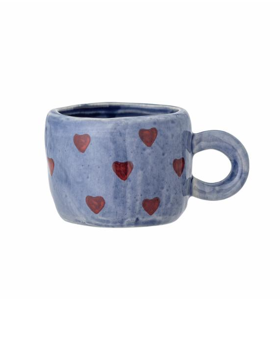 Bloomingville Nini Tasse Blau - Rote Herzen